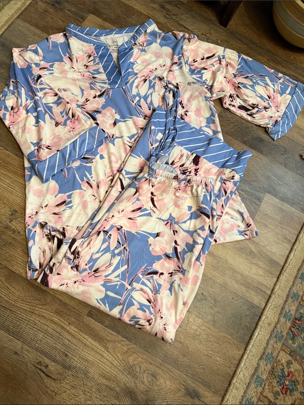 Flora Nikrooz Blue and Pink Floral womens Pajama Set